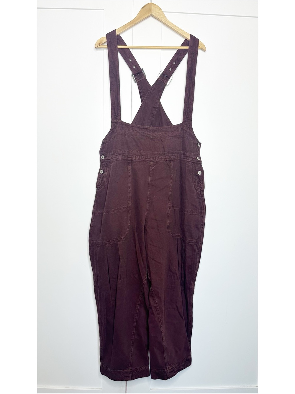 Free People We The Free Felix Tapered Overalls Large brown Jumpsuit barrel leg - Picture 4 of 15
